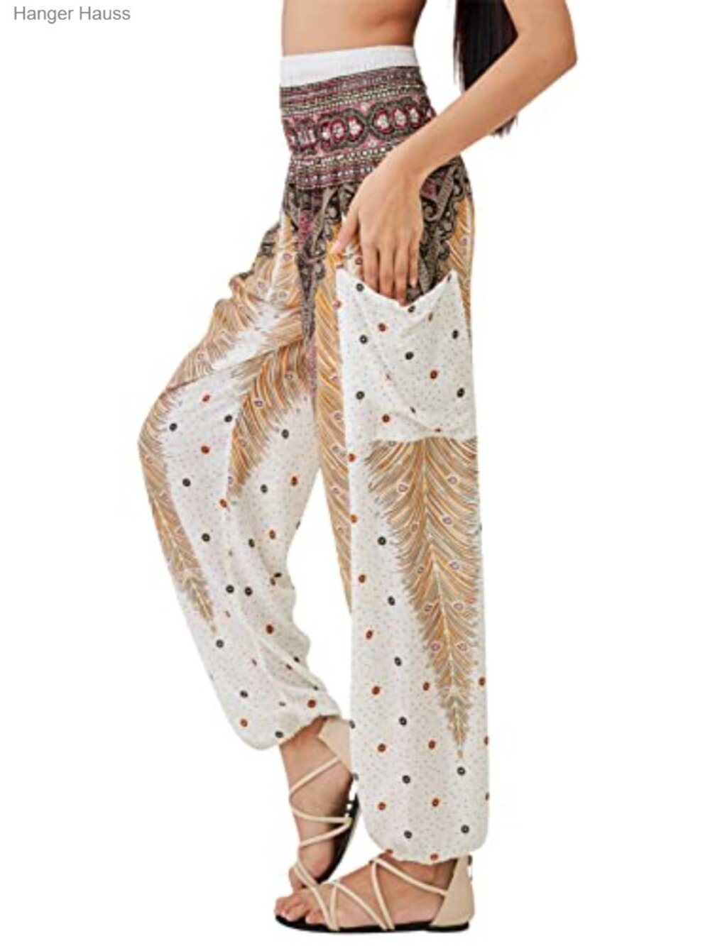 Boho Harem Rayon Hippie Yoga Pants Flowy Smocked Waist Women